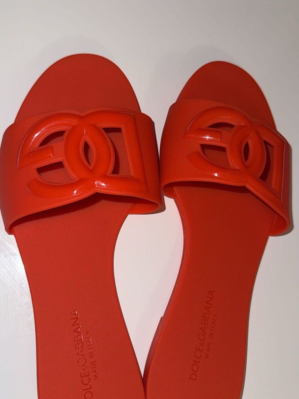 Dolce & Gabbana Bright Red Logo Slide Sandals